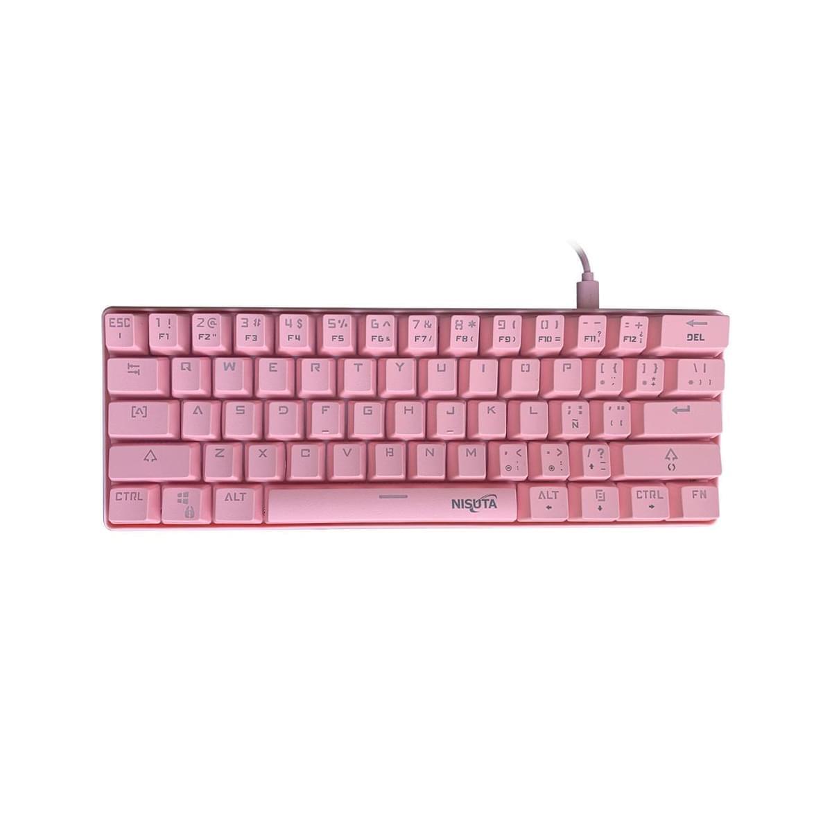 Teclado Mecanico Nisuta Ns-Kbgz61 Rosa Switch Brown